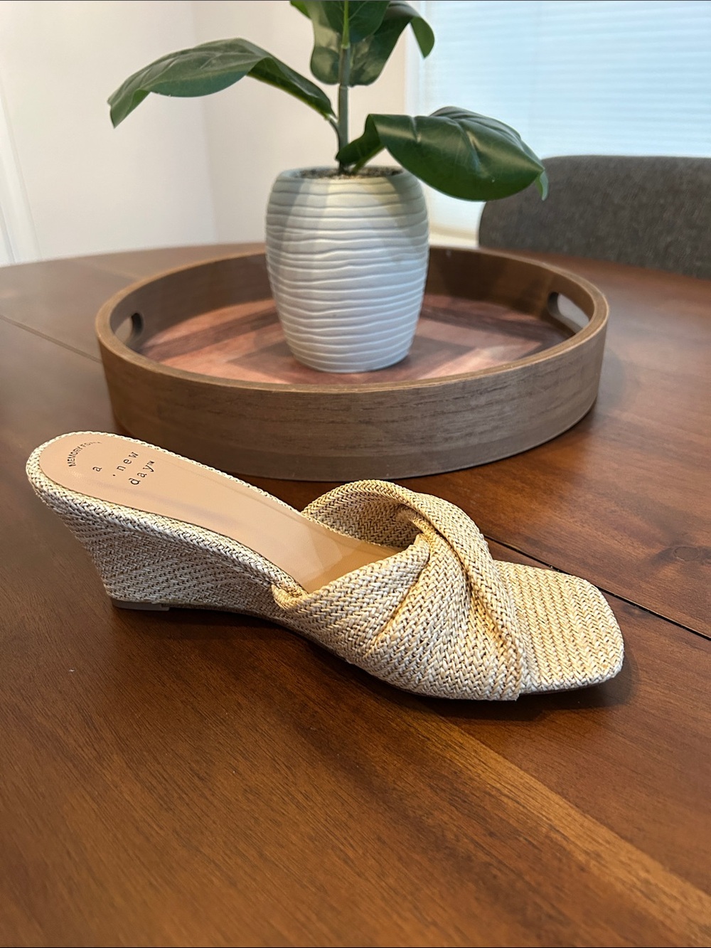 Oatmeal Woven Heels